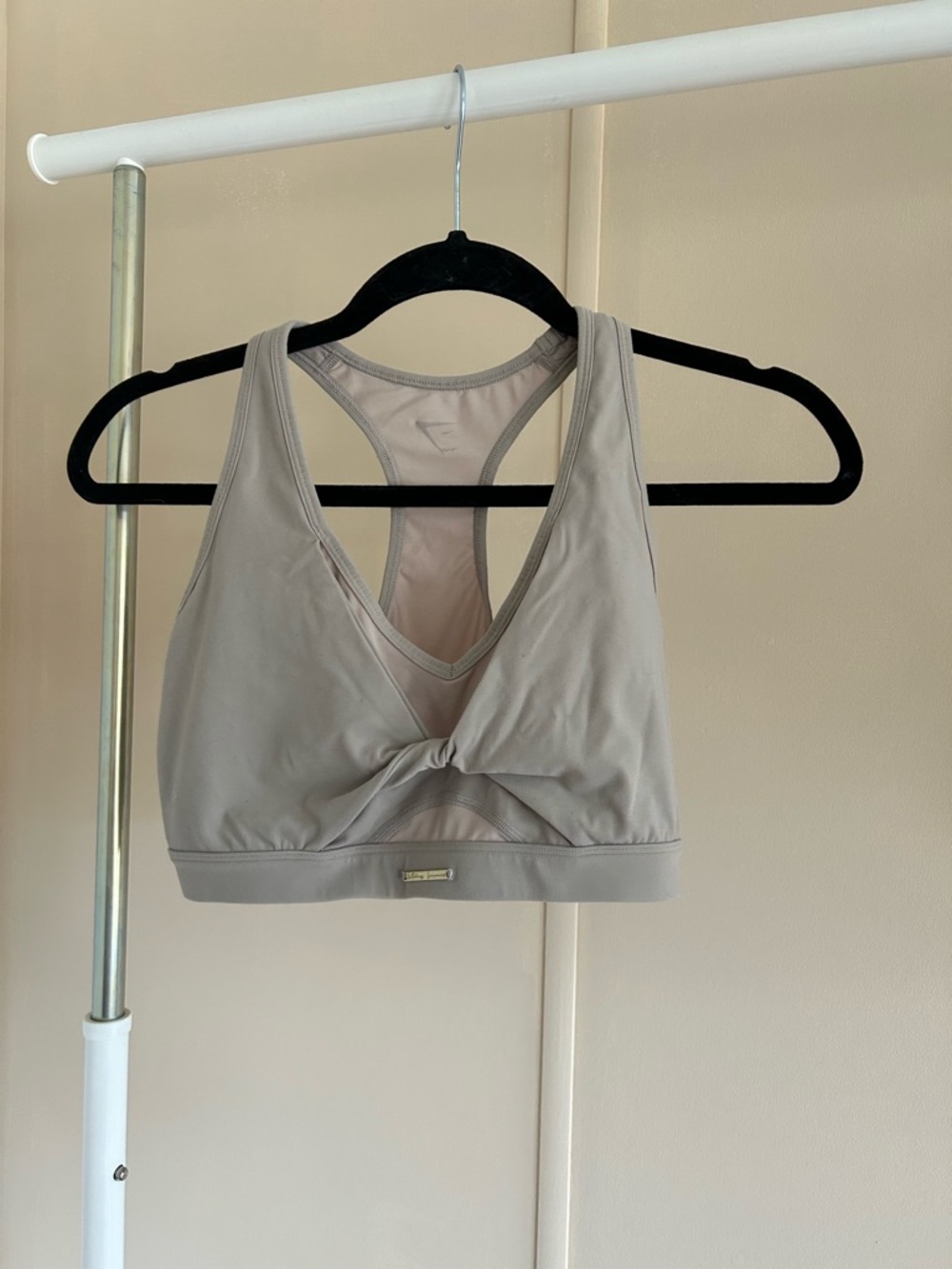 Gymshark Taupe Knot-Front Seamless Sports Bralette